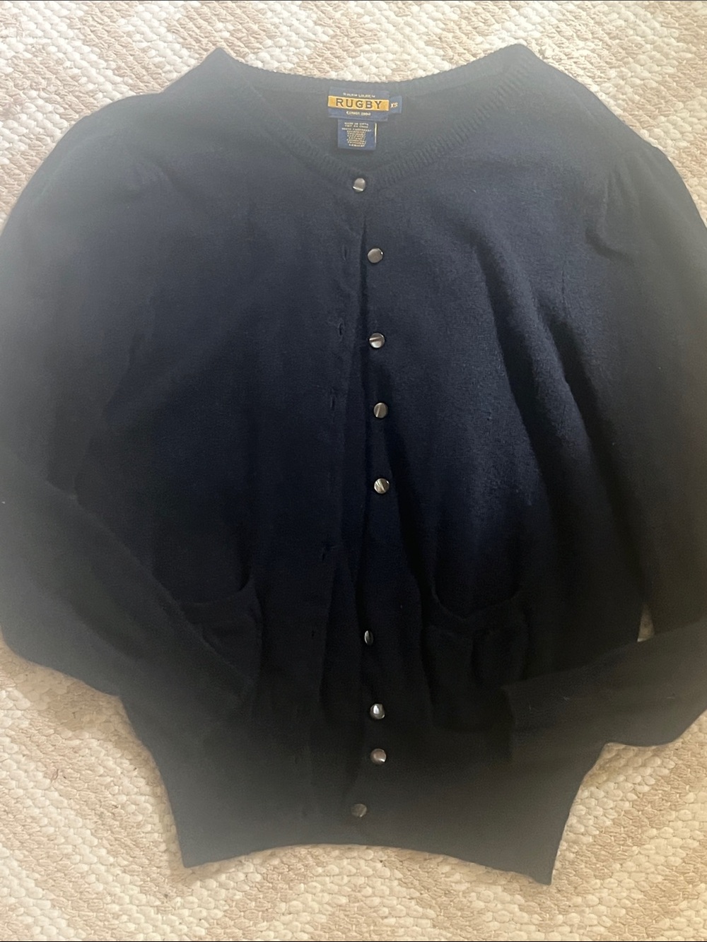 Ralph Lauren Navy Blue pure cashmere  Button-Front Cardigan